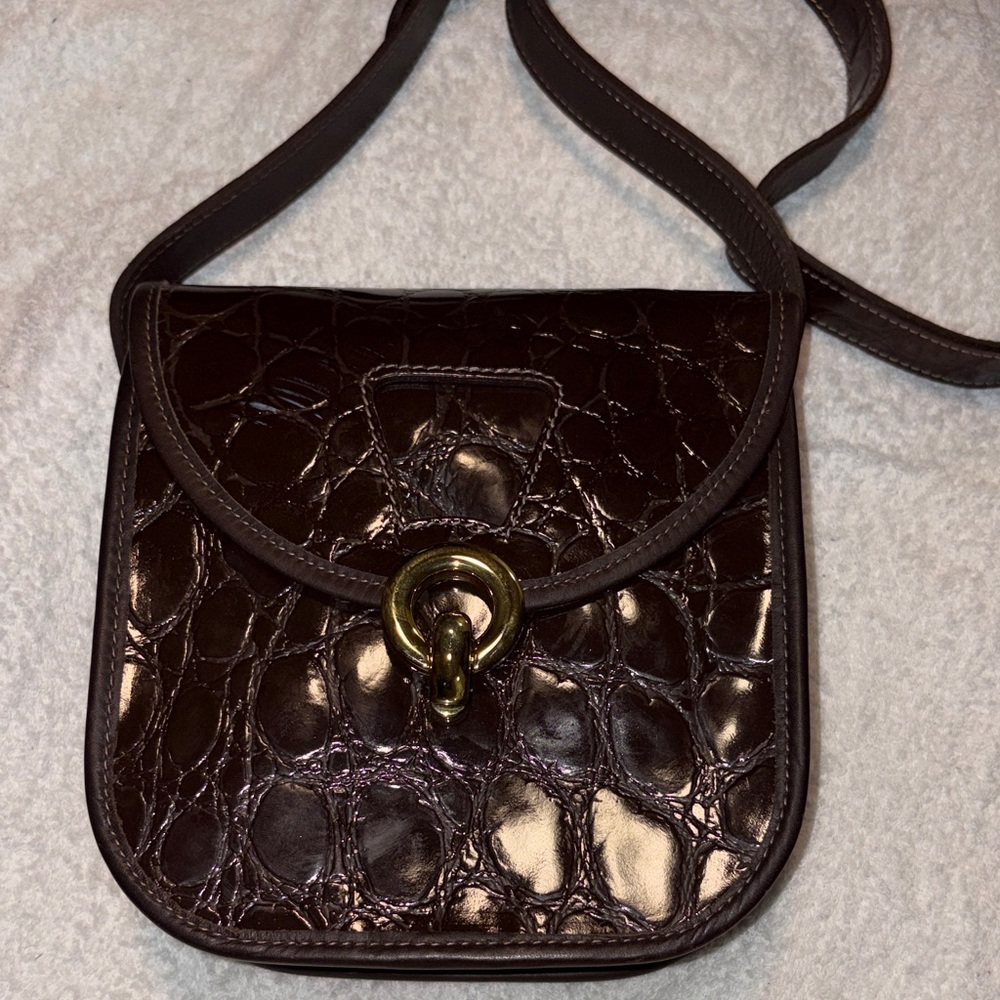 Ro-El  Vintage Elegant Chocolate color Croc-Embossed Women's Bag